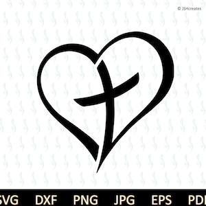 Heart Cross SVG, Heart svg, Faith svg, Cross svg, Christian svg, cut files for cricut silhouette, Clipart, Heart, png, dxf, eps, JSHcreates