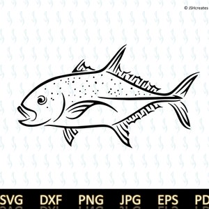 Ulua Fish svg, Hawaii svg, Hawaii Fish svg, Fish, jpg, SVG, Cut Files for cricut, clipart, decal, silhouette, png, Tattoo Design, JSHcreates