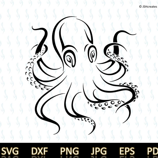 Octopus svg, Squid svg, Octopus, SVG, Silhouette, Cut File, Clipart, Tribal, Modern, shirt, Vinyl Stickers, decals, Tattoo Design,JSHcreates