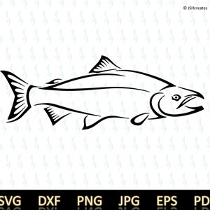 Svg saumon, poisson svg, svg pêche, SVG, saumon, poisson, Silhouette, fichier de coupe, conception de tatouage, cliparts, autocollants en vinyle, décalcomanies, JSHcreates