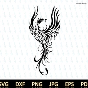 Svg Phoenix, Tribal Phoenix svg, SVG, clipart Phoenix, sticker, eps, dxf, png, pochoir, fichier coupé, vinyle, tribal, conception de tatouage, JSHcreates