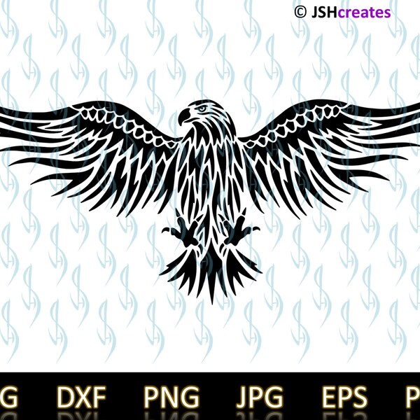 Eagle svg, Eagle, Wings, Tribal, Stencil Art, jpg, png, Cut File, Tattoo Design, Clipart, Modern, shirt, decals, svg, dxf, eps, JSHcreates