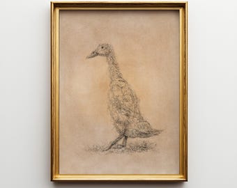 Duck Printable Wall Art: Farmhouse Decor Sketch Print (Digital Download)