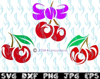 Cherry SVG, Cherries SVG, Cut File, Cherry Cut File, SVG Cutting File, Cherry Clipart, Bow, Cutting File, Bundle, Decals, png, JSHcreates