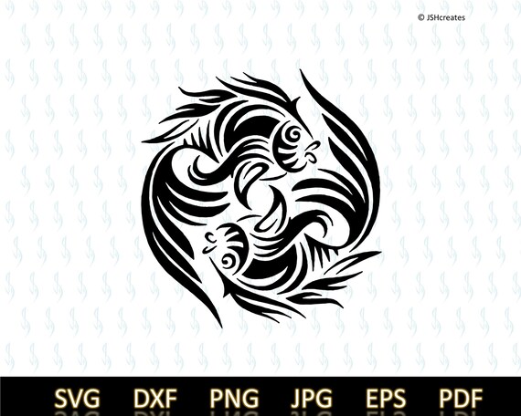 Goldfish Svg, Pisces Svg, Zodiac, Tribal, Stencil Art, Dxf, Png, Cut File,  Tattoo Design, Clipart, Modern, Shirt, Decals, Jshcreates - Etsy Canada