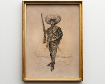 Vintage Emiliano Zapata Printable Wall Art: Mexican Revolutionary General (Digital Download) JSH-310