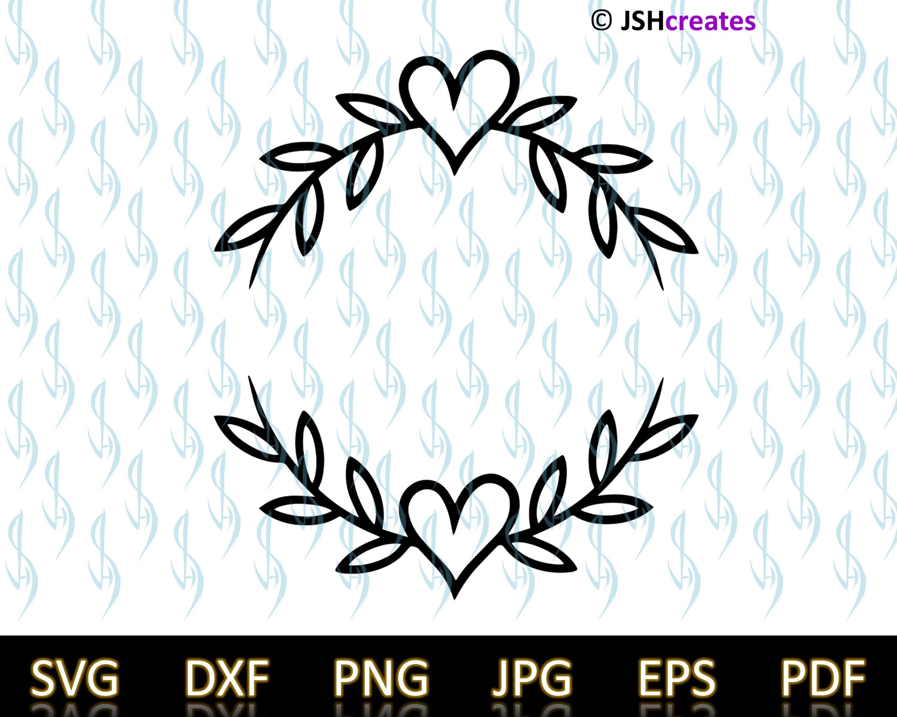 Laurel Wreath Heart SVG Cut File Svg Heart Flourish Vine Etsy Singapore