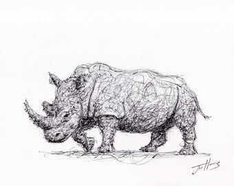 オリジナルサイのボールペン画 - フレームなしサイのスケッチアート