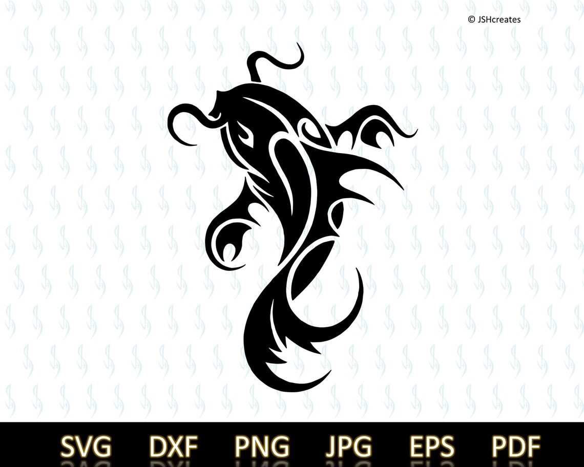 Koi Fish Svg Tribal Koi Fish Svg Tribal Stencil Art Dxf Etsy
