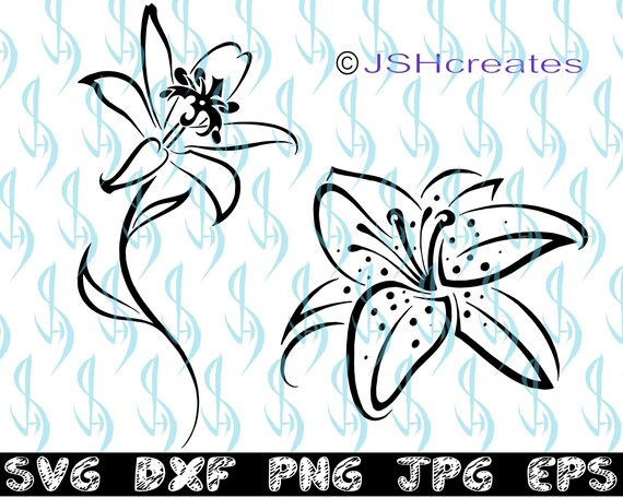 Studio Svg Lily Svg 2 Lily Flower Files For Cricut Lily Svg Flower Svg ...