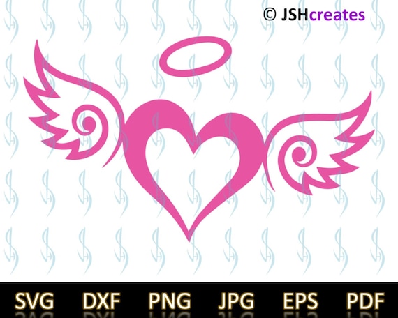 Angel Wings Heart SVG Angel svg Wings svg Heart svg dxf | Etsy