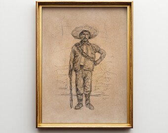 Vintage Mexican Cowboy Printable Wall Art: Revolutionary Soldier (Digital Download) JSH-304