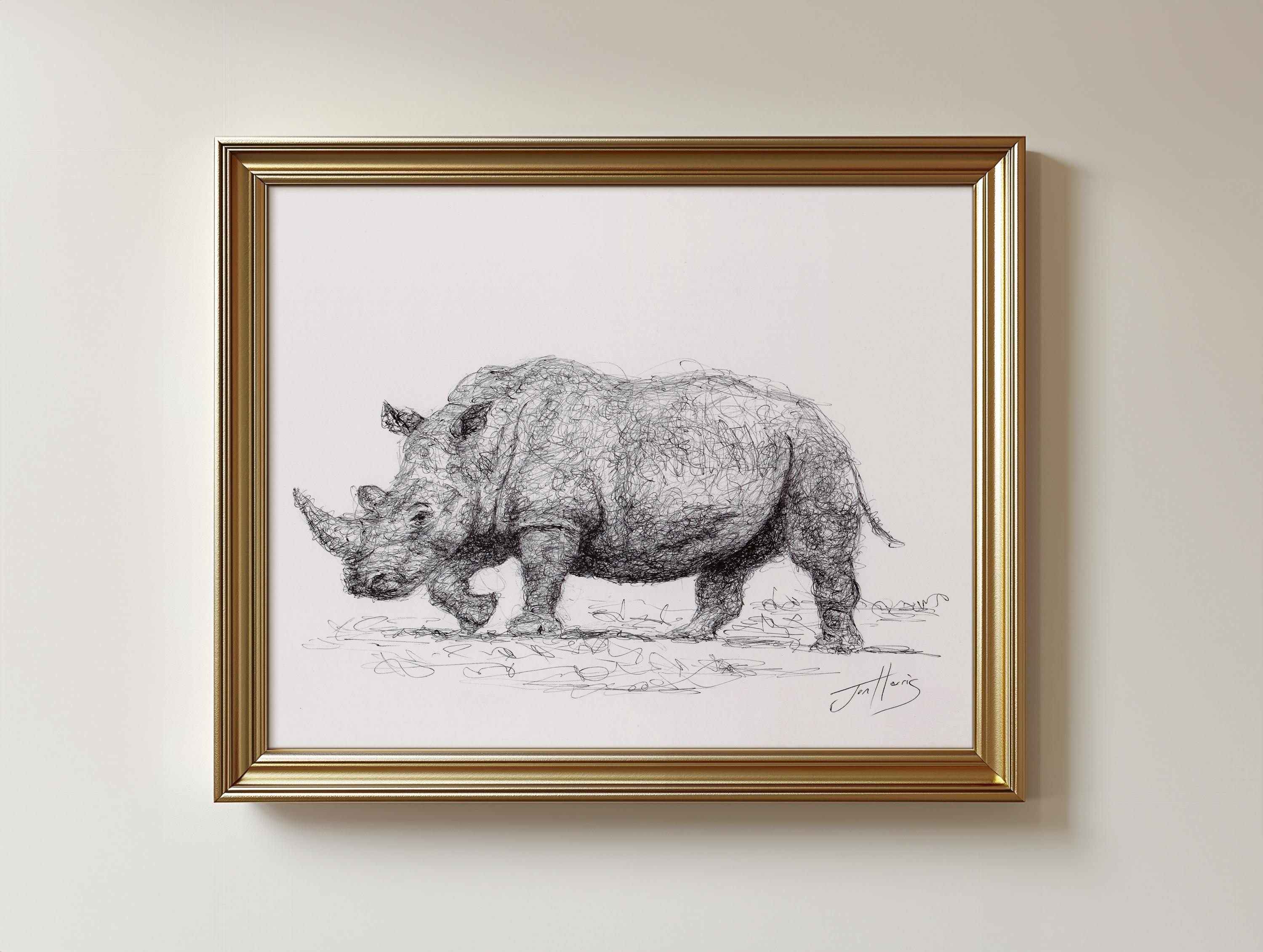 オリジナルサイのボールペン画 - フレームなしサイのスケッチアート