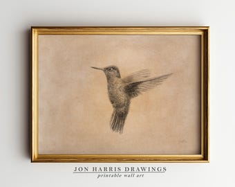 Hummingbird Sketch Print: Rustic Country Wall Art (Digital Download)