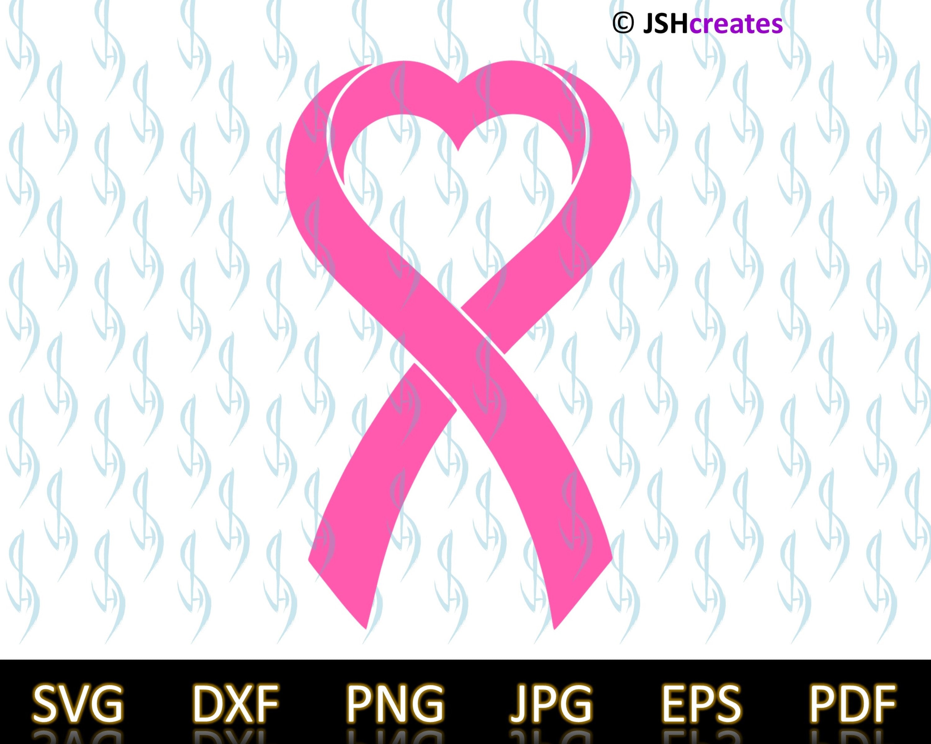 Breast Cancer Heart Ribbon SVG Cancer Ribbon love SVG | Etsy