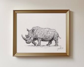 オリジナルサイのボールペン画 - フレームなしサイのスケッチアート