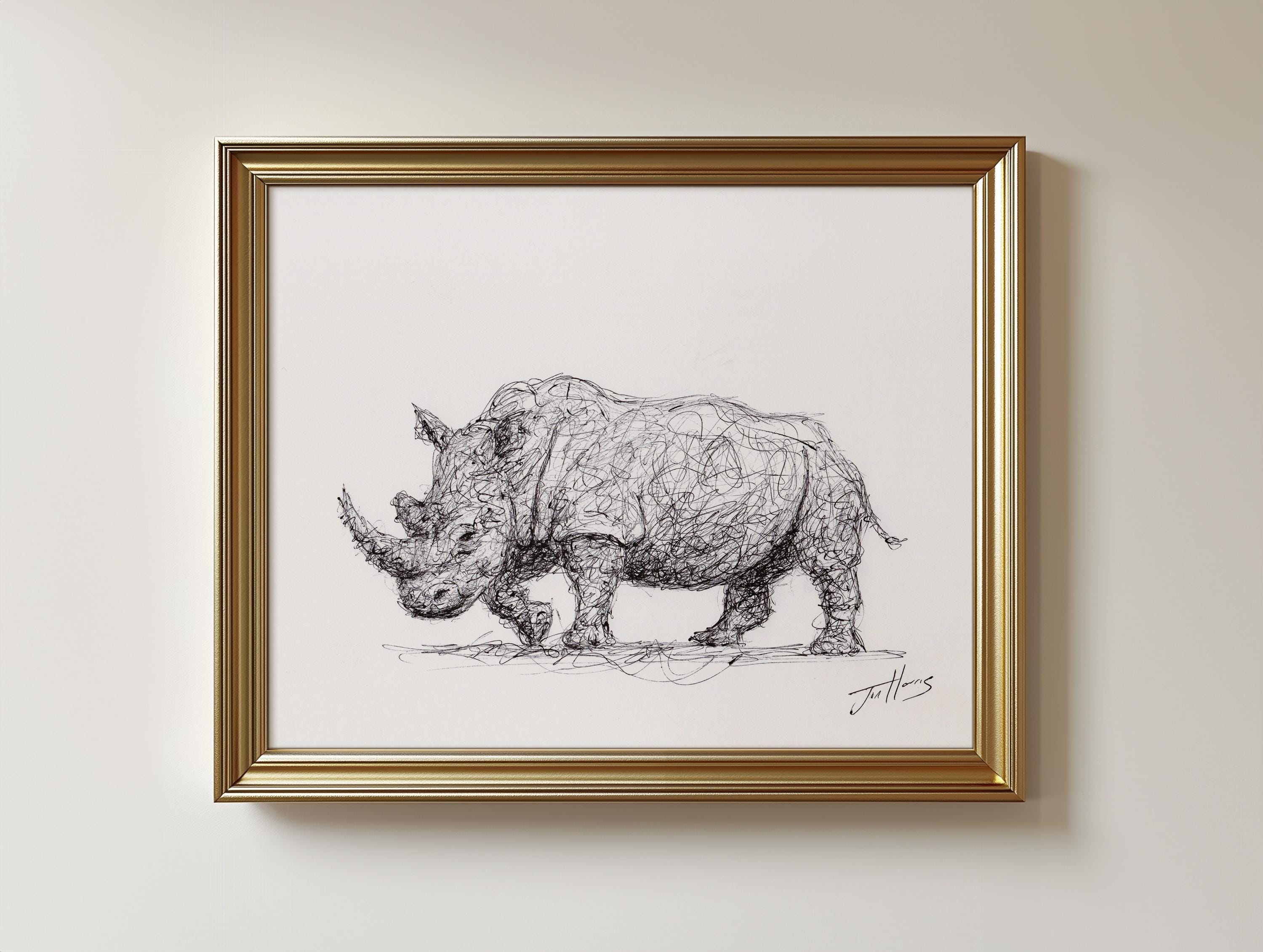 オリジナルサイのボールペン画 - フレームなしサイのスケッチアート