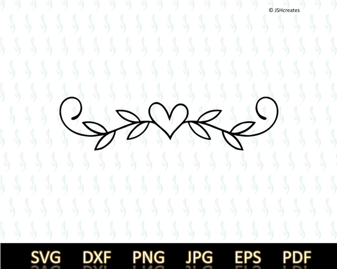 Heart Flourish SVG Cut File, Svg, Heart, Flourish, Vine, Clipart, Dxf ...