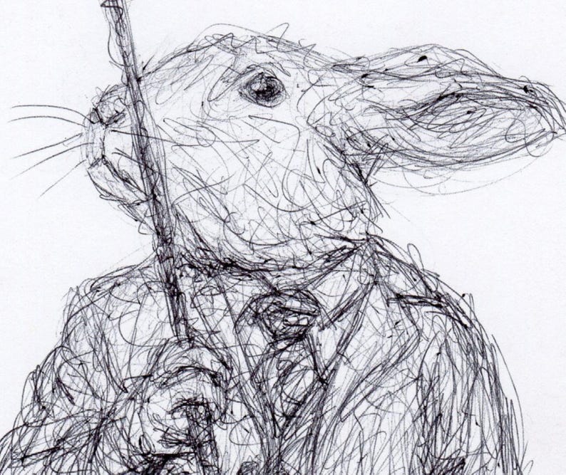 Original Gentleman Rabbit Drawing Sketch: Biro Pen Art, Unframed (8 ...