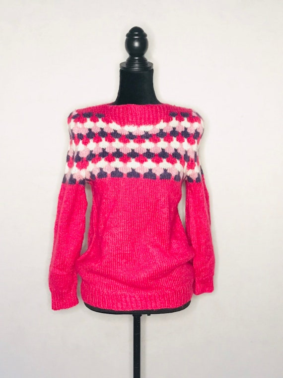 1960s Nordic sweater/ vintage pullover mohair hand
