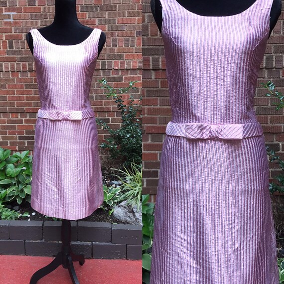 1960s dress/ Vintage 1960s mod drop waist lurex dr