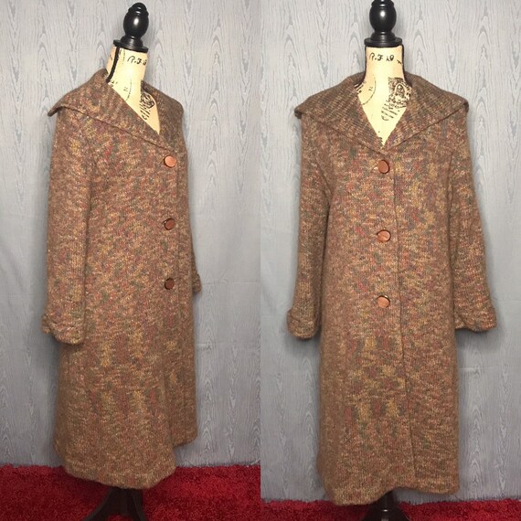 1960s coat/ Vintage 1960s wool sweater coat