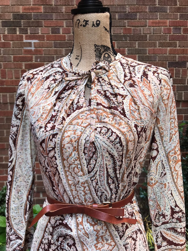1960s dress Vintage 1960s Leslie Pomer shimmery paisley dress