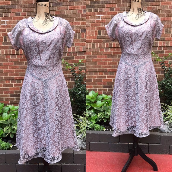 1950s dress/ Vintage 1950s lace dress