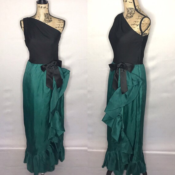 1960s dress/ Vintage 1960s one-shoulder wrap dress - image 1