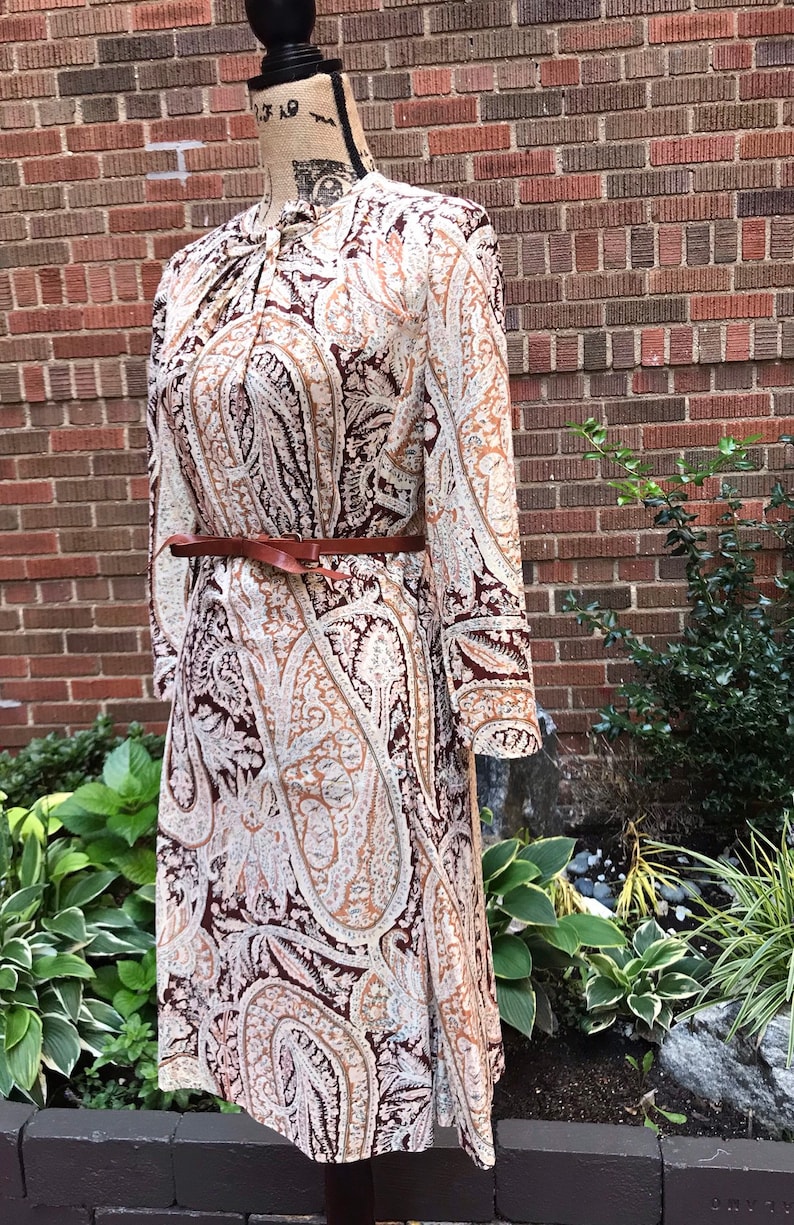 1960s dress Vintage 1960s Leslie Pomer shimmery paisley dress