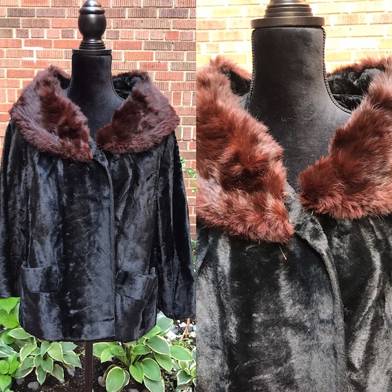 1950s coat/ Vintage 1950s faux fur coat - image 1