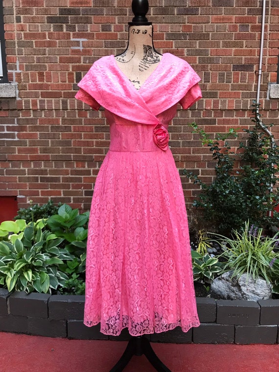 1950s dress/ Vintage 1950s lace dress - image 3