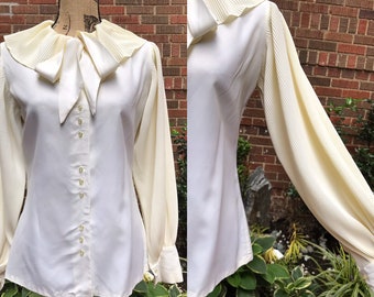 1970s Blouse/ Vintage 1970s accordion sleeve blouse by Alice Stuart