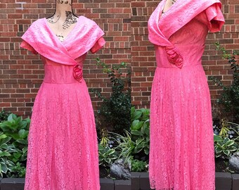 1950s dress/ Vintage 1950s lace dress