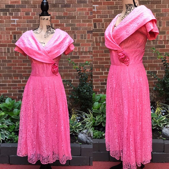 1950s dress/ Vintage 1950s lace dress