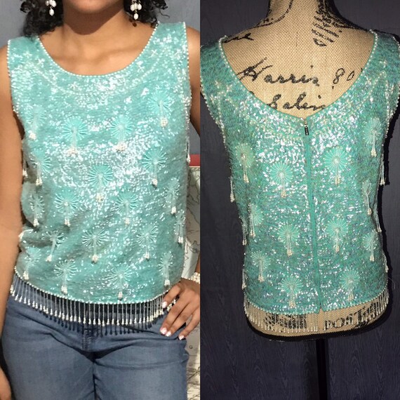 Vintage 1950/60's beaded top - image 1