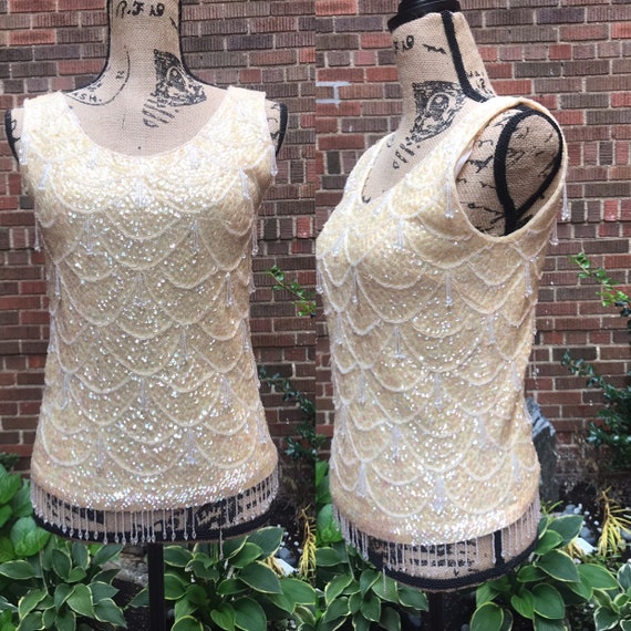 1950s- 1960s top/ Vintage 1950s/1960s beaded top - image 1