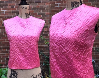 1960s fitted top/ vintage 1960s crinkle fitted top