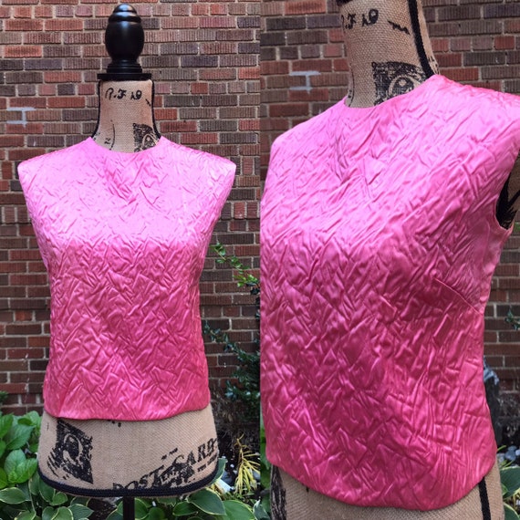 1960s fitted top/ vintage 1960s crinkle fitted top