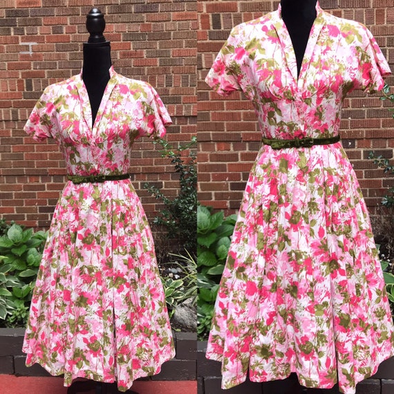 1950s Dress/ Vintage 1950s Tea Dress