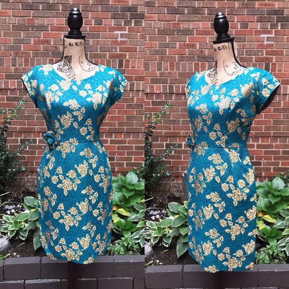 1950s dress/ 1950s cocktail wiggle dress - image 1