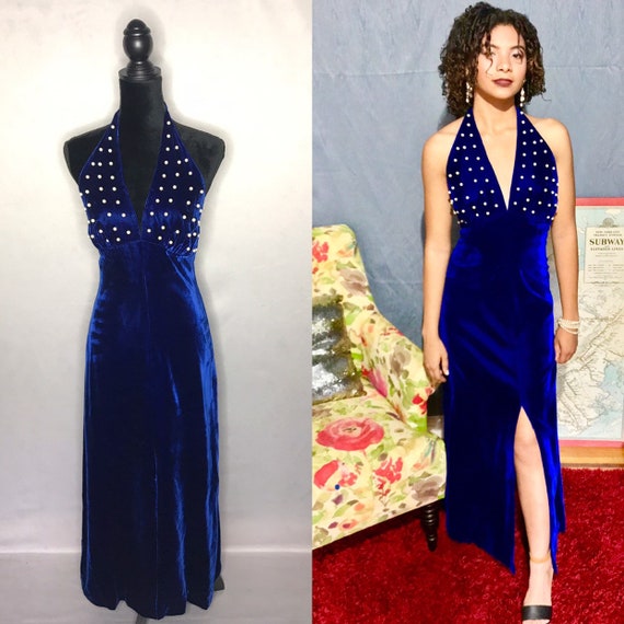 1960s dress/ Vintage 1960/70's Halter Velvet Dress