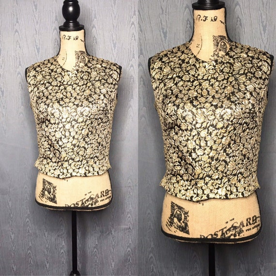 1950s top/ vintage 1950s matallic top