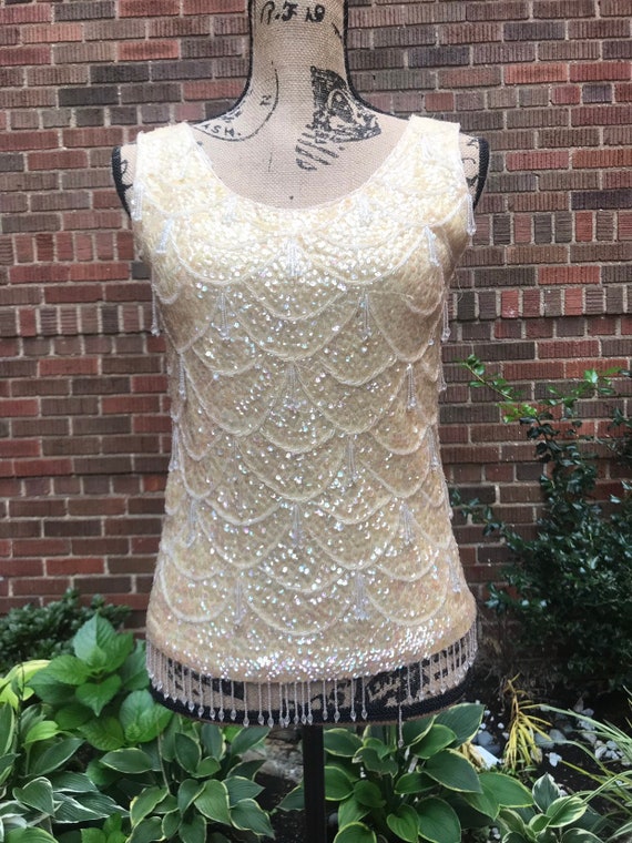 1950s- 1960s top/ Vintage 1950s/1960s beaded top - image 3