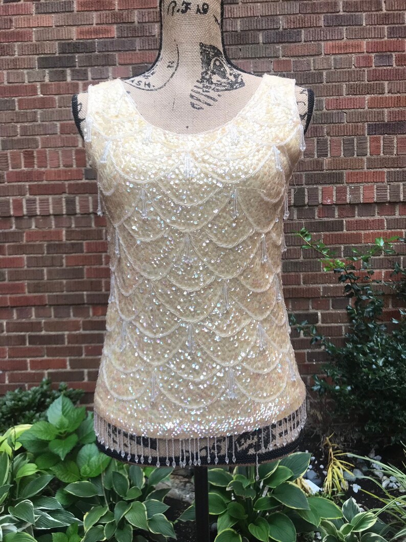 1950s 1960s top/ Vintage 1950s/1960s beaded top image 3