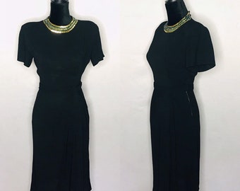 1940s dress/ Vintage 1940s rayon crepe dress