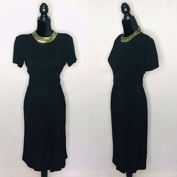 1940s dress/ Vintage 1940s rayon crepe dress