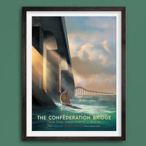 The Confederation Bridge - Vintage Style Travel Poster - Limited Edition Print