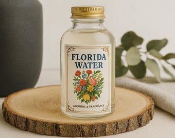 Florida Water und Mondwasserflaschen-Etiketten