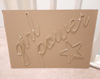 Girl Power Wire wall sign - Wire words - Wire Phrases - Wall Art - Home Decor - Birthday gifts - Teenager Girl Gift - Room Decor